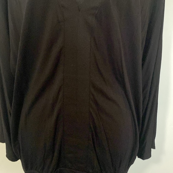 VENUS Lascana Women’s Black V-Neck Blouse Wide Sleeve Banded Bottom Sz XL NWOT - Picture 3 of 10